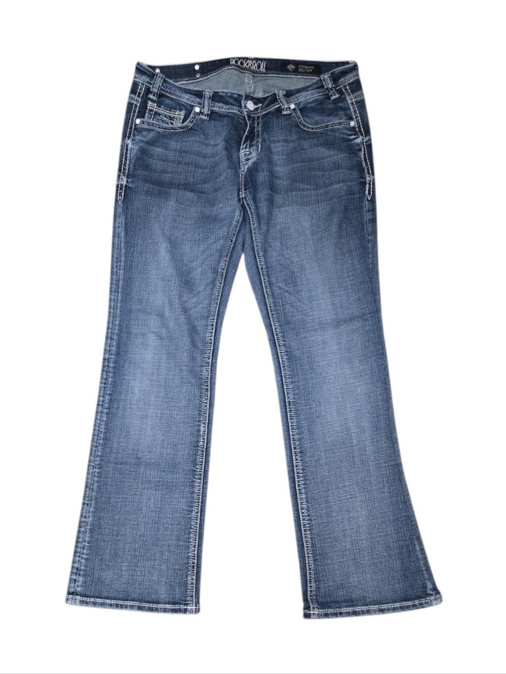 Rock & Roll Cowgirl 'Riding Jean' Western Bootcut Thick Stitch Stretch Denim